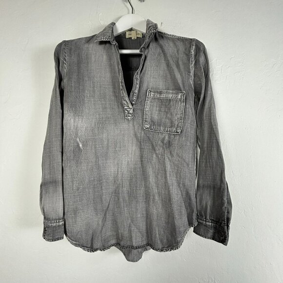 Cloth & Stone Women's Long Sleeve V-Neck Pullover Casual Blouse Gray Small - Picture 1 of 8